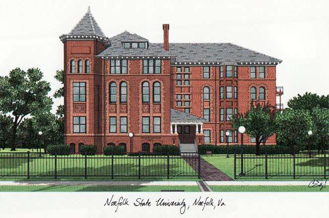Norfolk State 11w x 8.5h Manhattan Black Single Mat Gold Embossed Diploma Frame with Bonus Campus Images Lithograph (value savings at $59)
