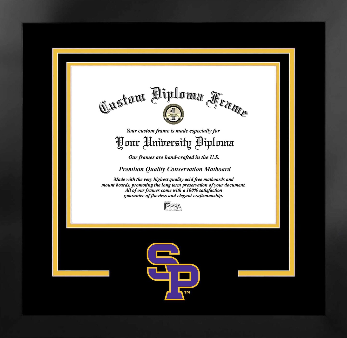 University of Wisconsin - Stevens Point 10w x 8h Spirit Diploma Manhattan Black Frame with Bonus Campus Images Lithograph (value savings $59)