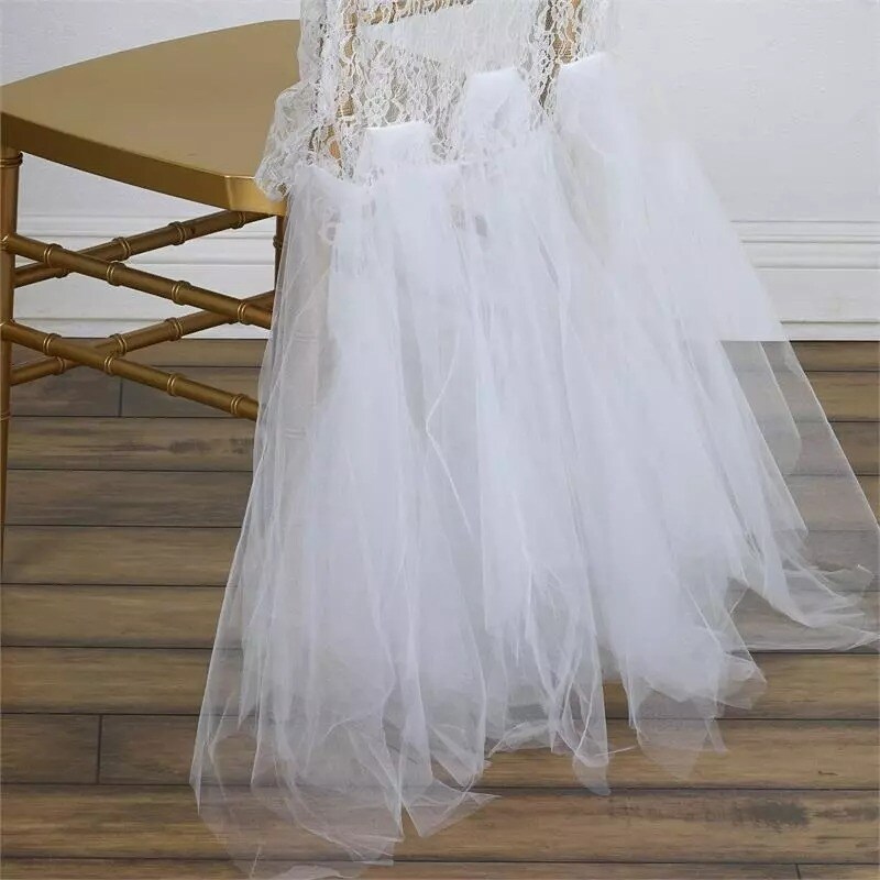 25 pcs Lace with Tulle Tutu CHAIR SASHES Wedding Reception Party Supplies Event