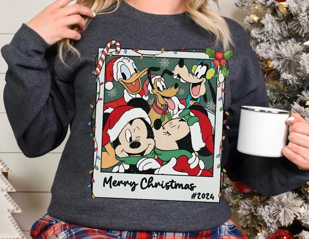 Disney Mickey Friends Christmas Shirt, Santa Hat Merry Christmas