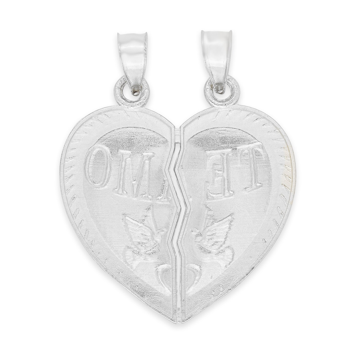 925 Sterling Silver Breakable Te Amo Heart Pendant Romantic