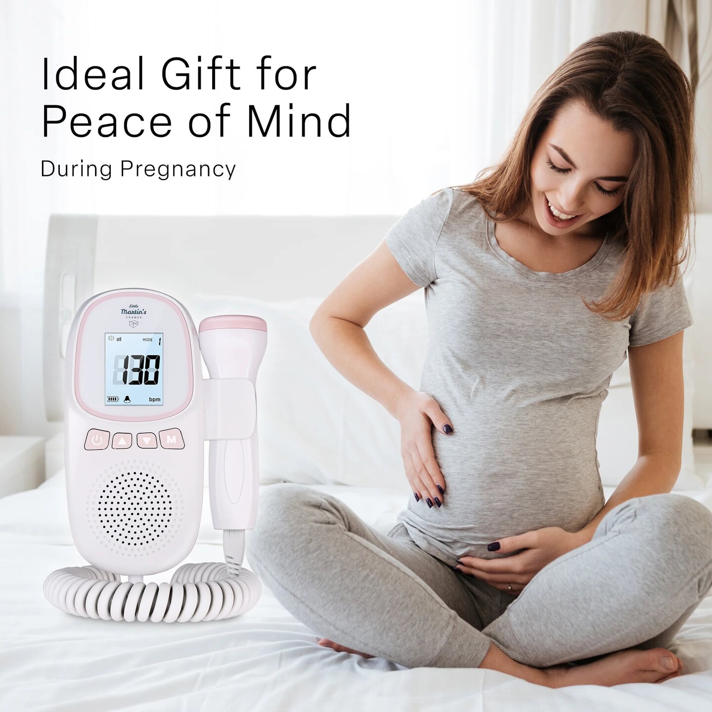 Little Martin&#x27;s: Portable Ultrasound Fetal Doppler - Blue - Safe Fetal Monitor Device, Heartbeat Detector, Pregnancy, FDA Cleared, Headphone Jack
