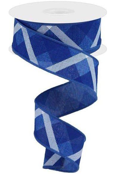 1.5&#x22; Plaid Ribbon: Royal Blue and White (10 Yard)