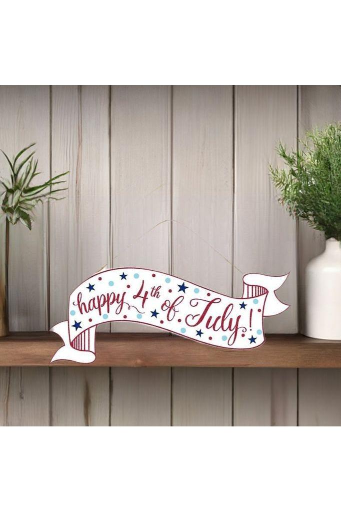 15&#x22; Wooden Banner Sign: Happy 4th of July