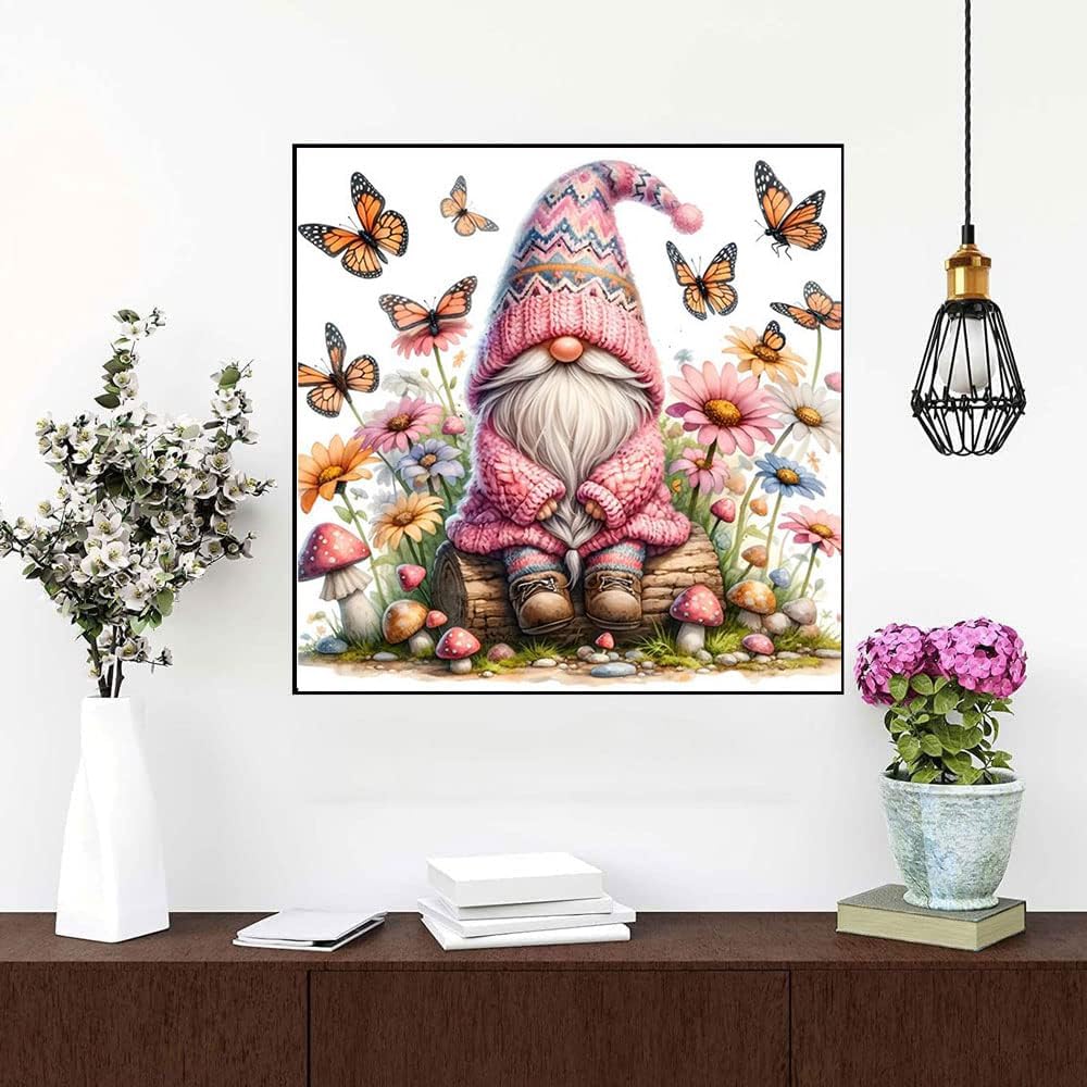 Gnome Diamond Paintings Kits for Adults, Butterfly Diamond Art Kits Full Drill Diamond Dots Sunflower Paint with Diamonds Gem Arts and Crafts for Beginner Home Wall Decor