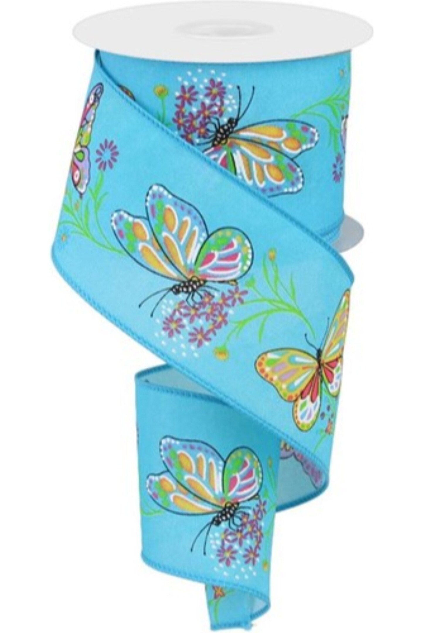 2.5&#x22; Butterfly Branch Ribbon: Blue (10 Yards)