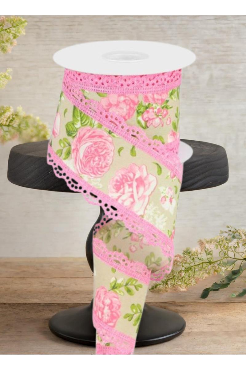 2.5&#x22; Floral Lace Ribbon: Natural (10 Yards)