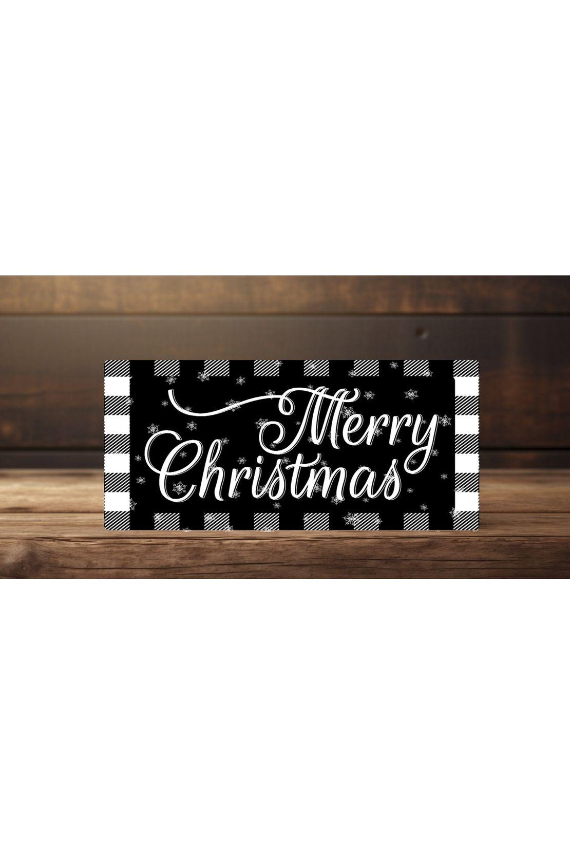 Merry Christmas Black White Sign