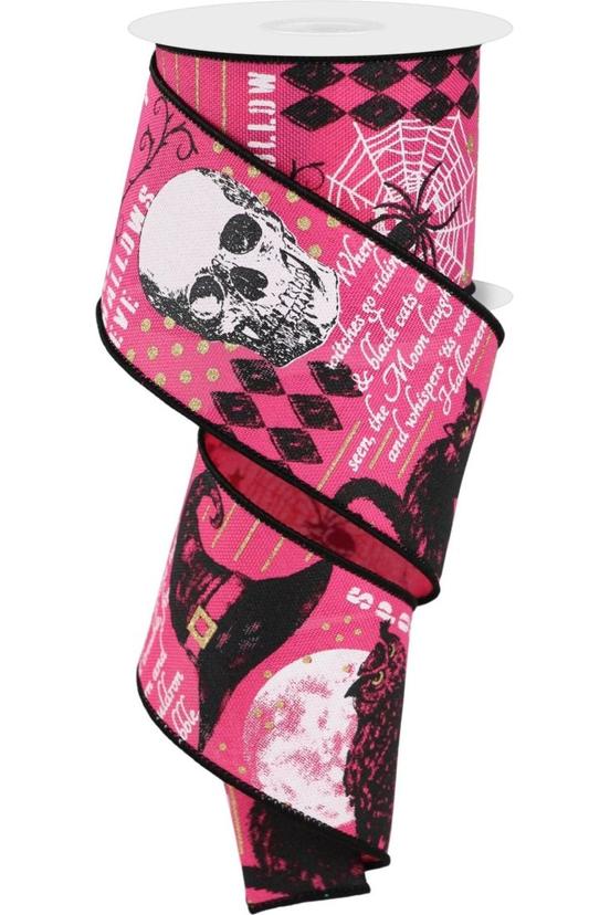 2.5&#x22; Vintage Halloween Ribbon: Pink (10 Yards)