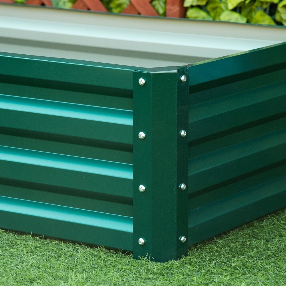 Galvanized Metal Raised Planter Box for Vegetables &#x26; Flowers