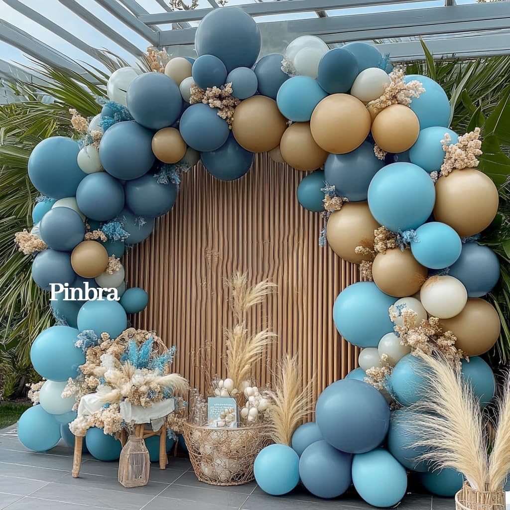 Dusty Blue Balloon Double Stuffed Slate Baby Blue Balloons Different Sizes 18/12/5 Inch Pastel Light Latex Arch Kit for Birthday Baby Shower Gender Reveal Decorations