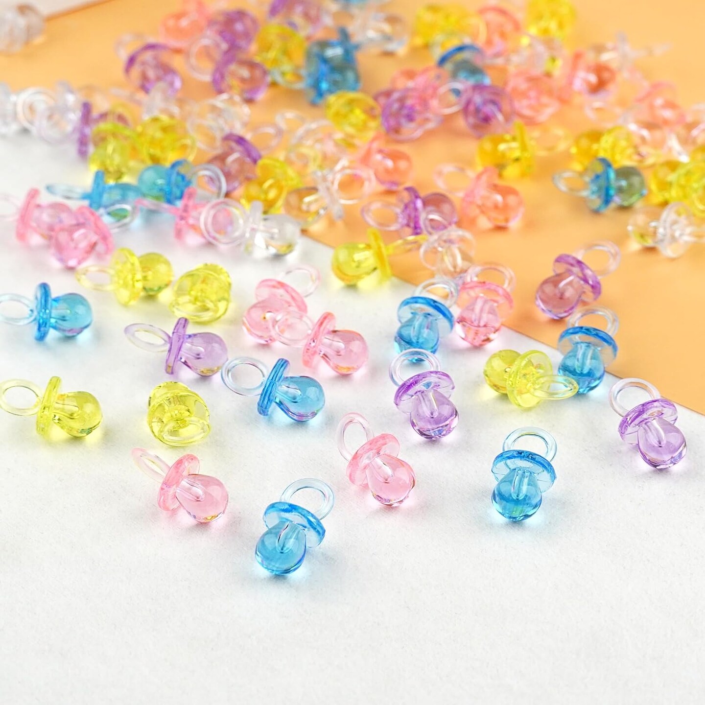 150 Mini Pacifiers for Baby Shower Game(5 Color), 0.86 Inch Plastic Pacifiers for Baby Shower, Gender Reveal Party Favors Table Decoration