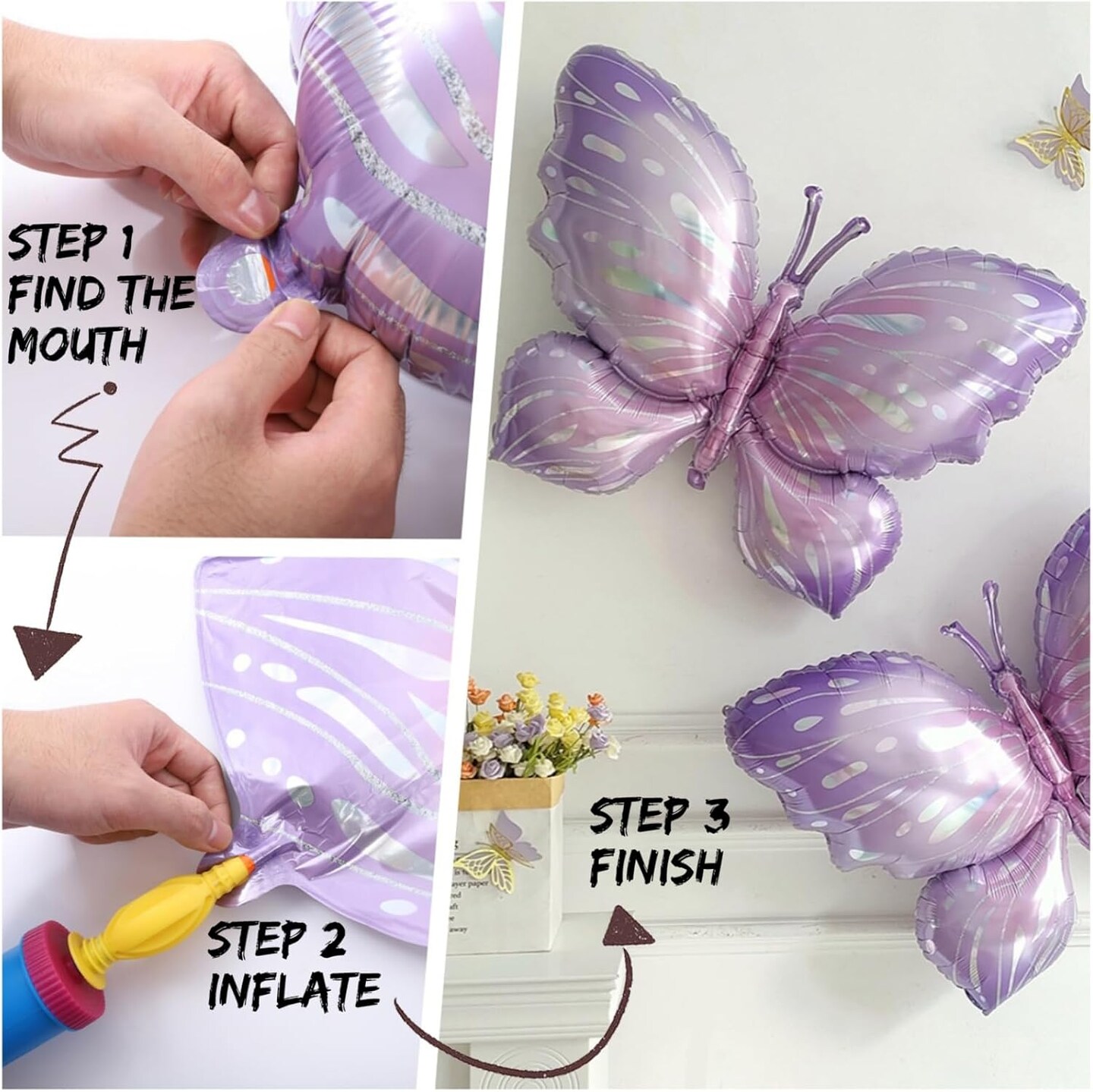 Pastel Lavender Purple Yellow Balloon Garland with Daisy,Butterfly Foil Balloons for Wildflower Fairy Baby Shower Birthday Garden Tea Party Decorations