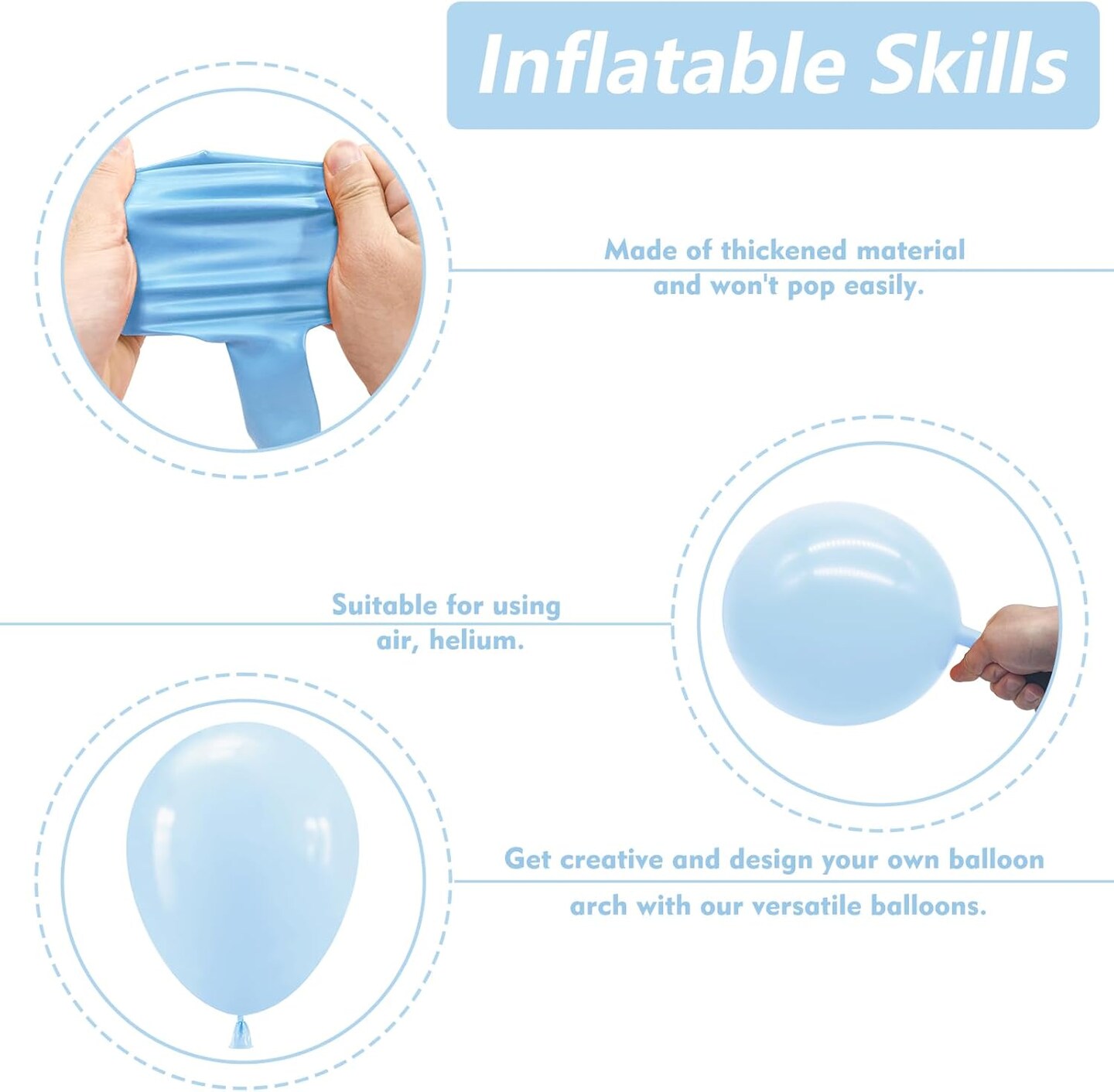 Pastel Blue Balloons Arch Garland Kit, 102PCS 18In 12In 10In 5In Baby Light Blue Balloons Different Sizes for Baby Shower Gender Reveal Party Decorations
