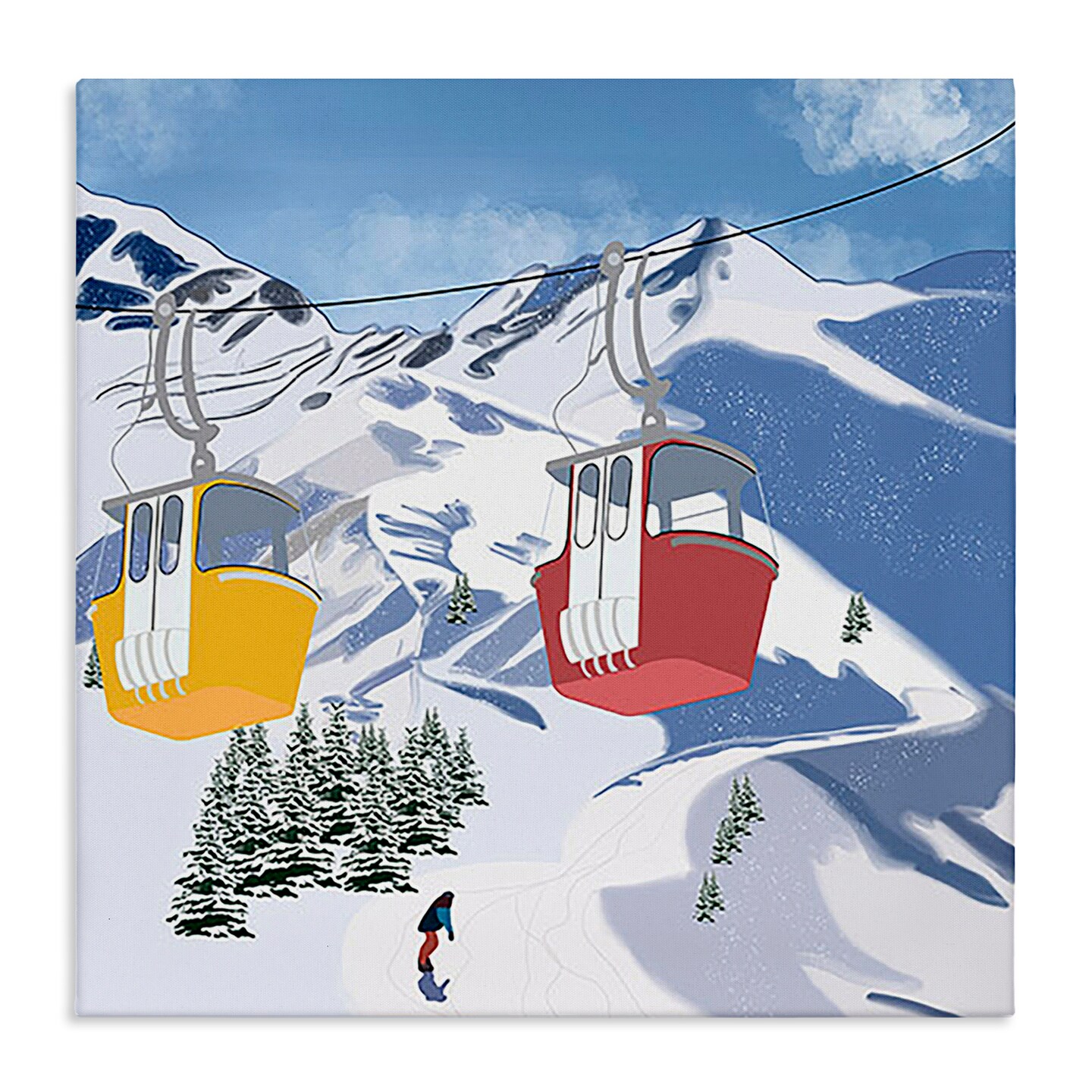 Stupell Industries Ski Lift over Vast Mountain Canvas Wall Art Design by Ashley Singleton