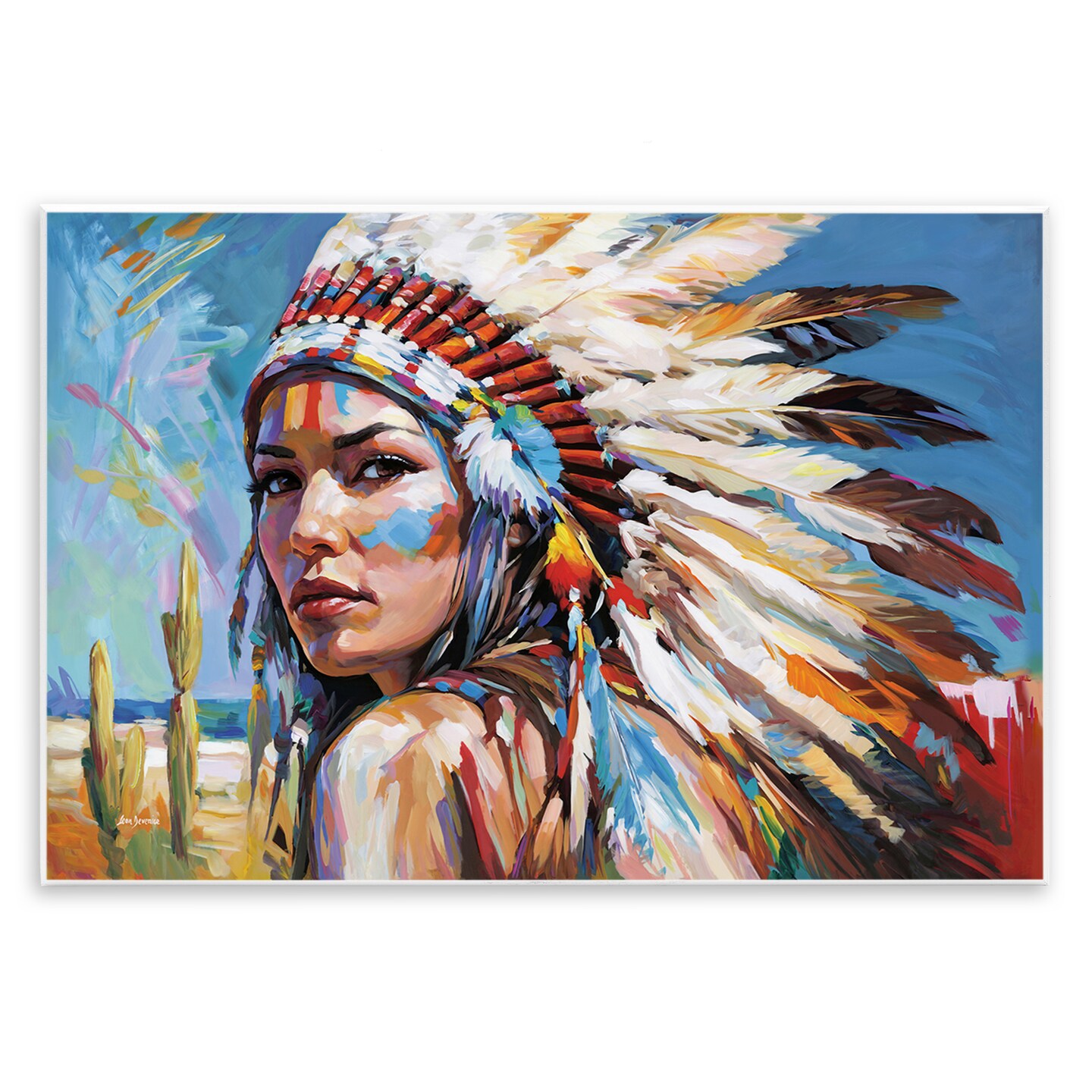 Stupell Industries Native American Woman Portrait Wall Plaque Art Design by Leon Devenice