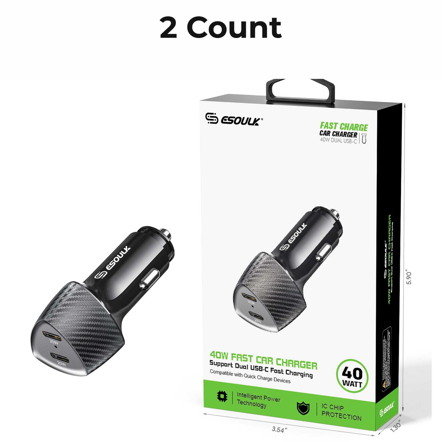 40W Dual Type-C Port Fast Car Charger (6/36)