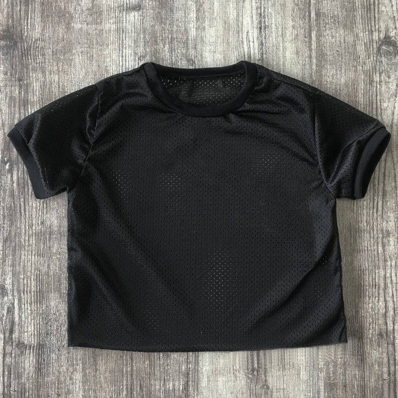 Women&#x27;s Cropped Mesh Ringer Short Sleeve Tee