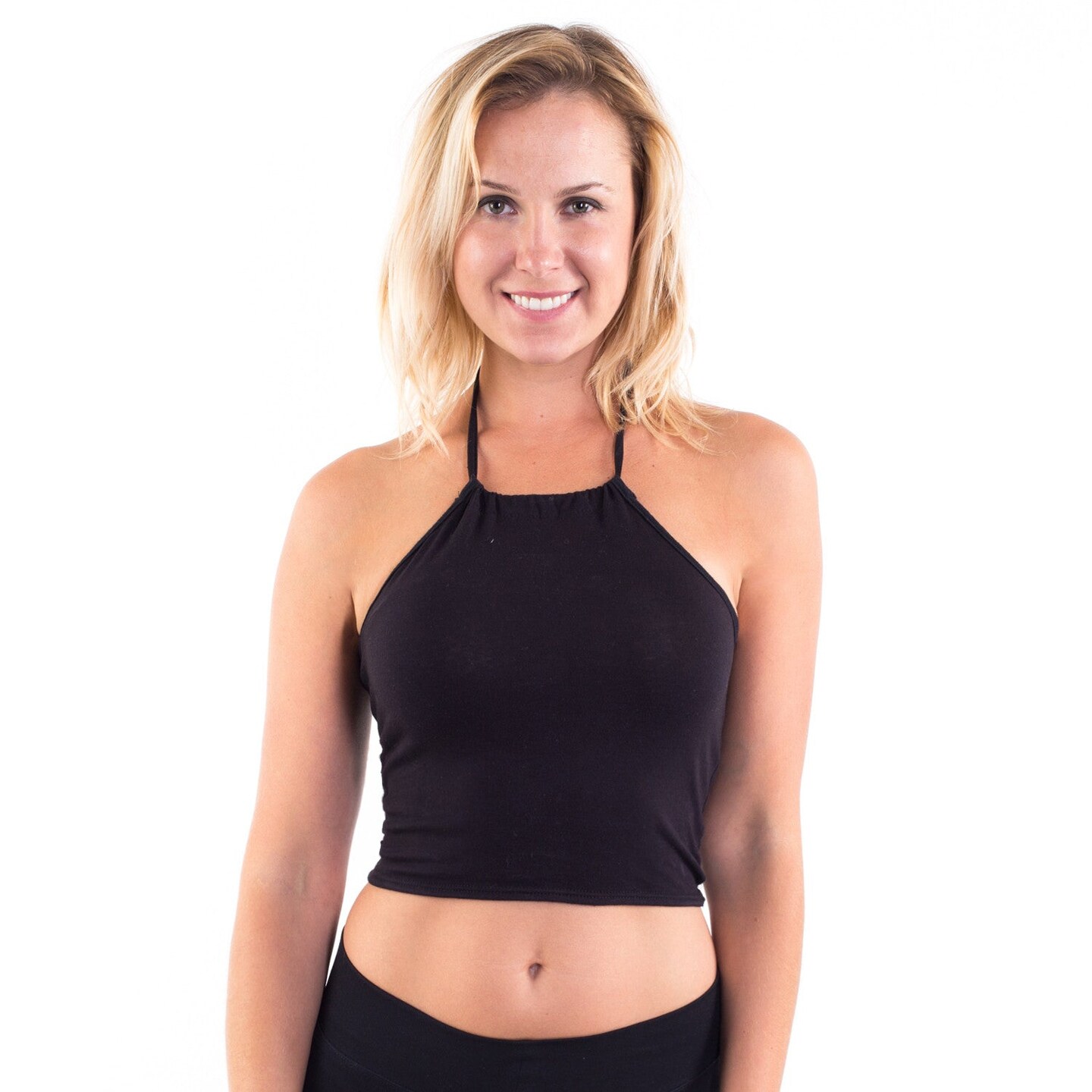 Women&#x27;s Cropped Neck Tie Halter Top