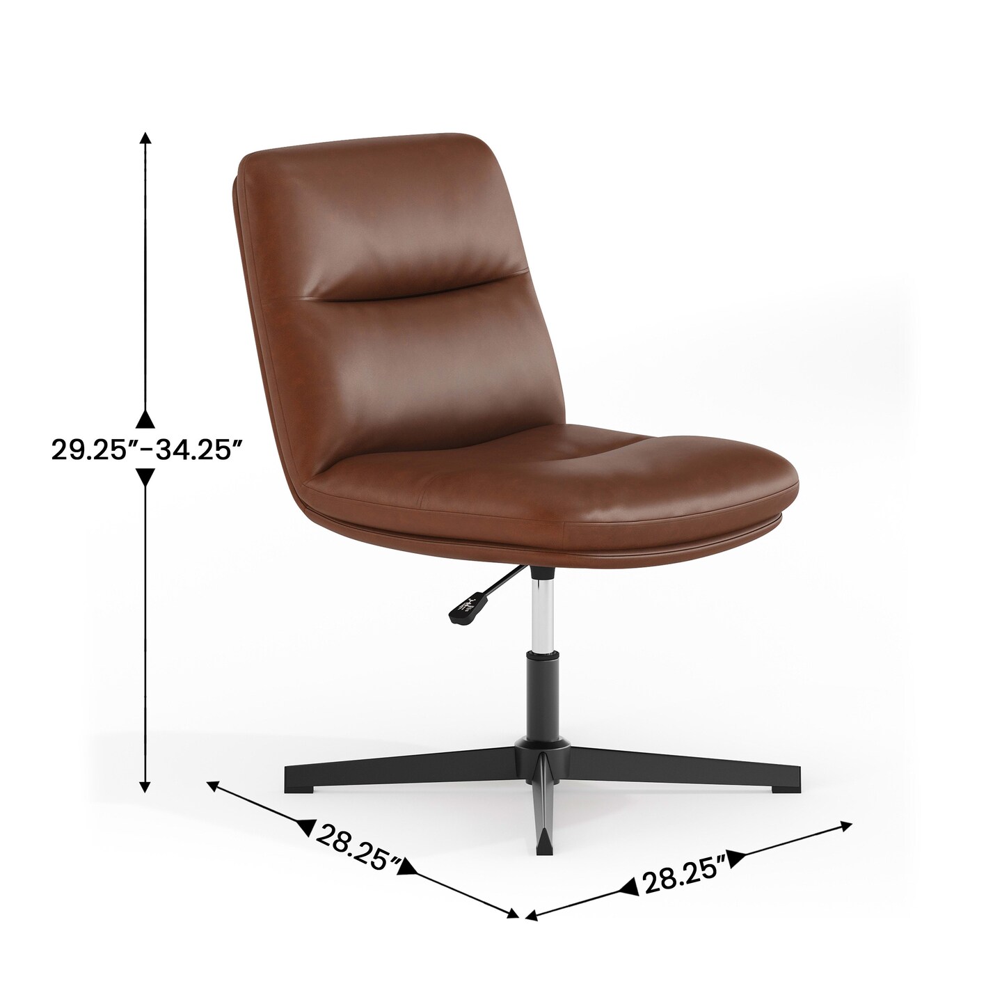 Merrick Lane Biel Mid-Back Height-Adjustable Stationary Armless Swivel Office Chair - Padded Upholstered Back and Seat, Strong Frame