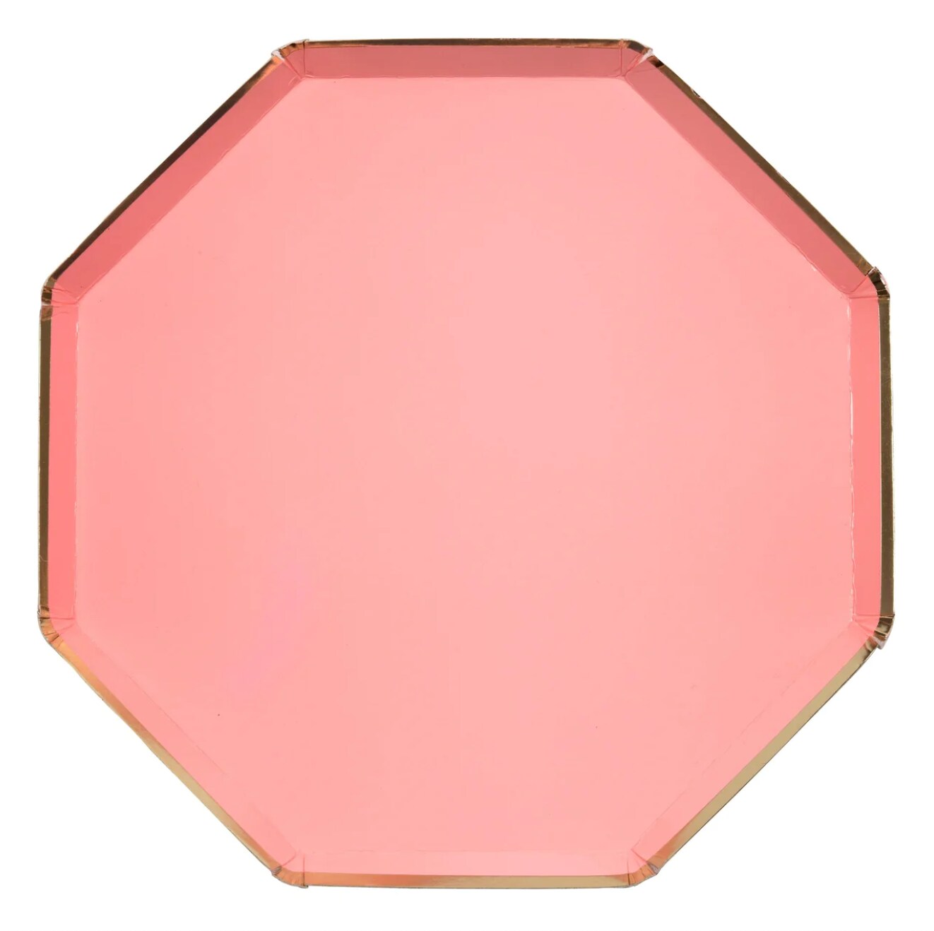 Elegant Neon Coral & Gold Hexagon Paper Plates – 10" Premium Dinner Plates for Weddings & Events (8 Pack)