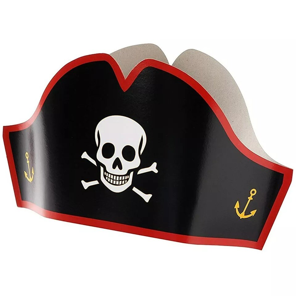 24 Count Cardboard Pirate Hats, Adjustable Hats for Halloween Pretend Play Party