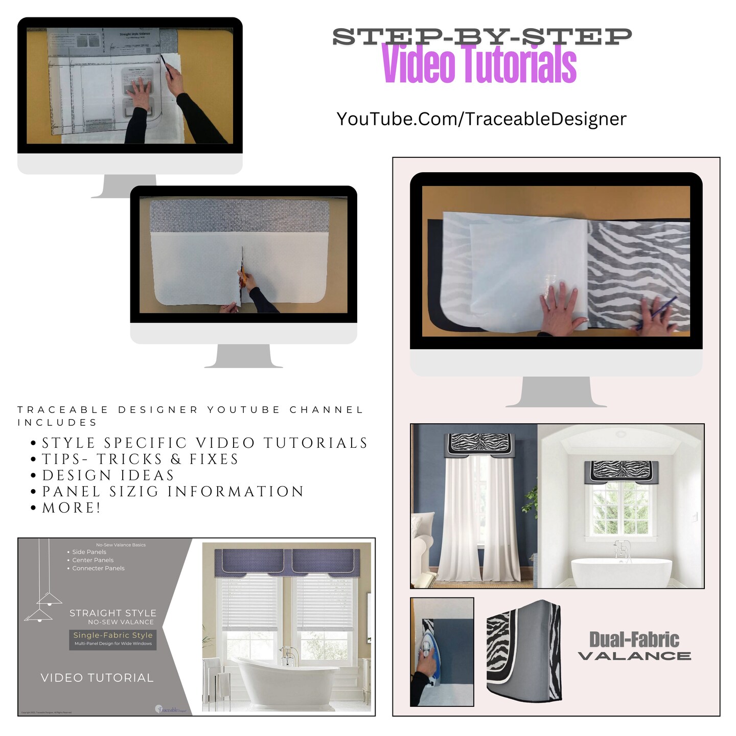 Straight Style Cornice Valance Kit, Sewing Alternative for DIY Window Decorating