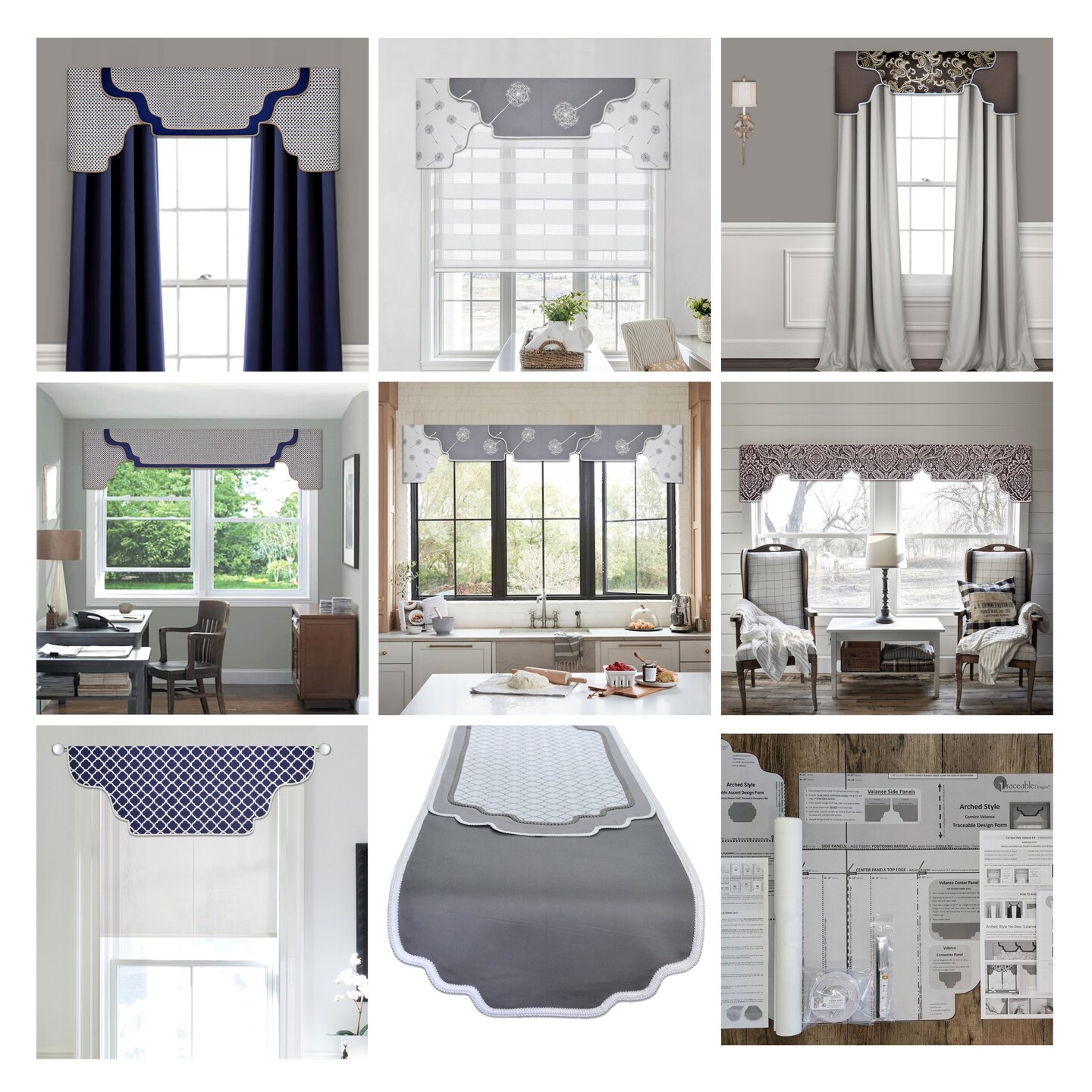 Arched Cornice Valance Kit - Sewing Alternative for Custom Window Decorating
