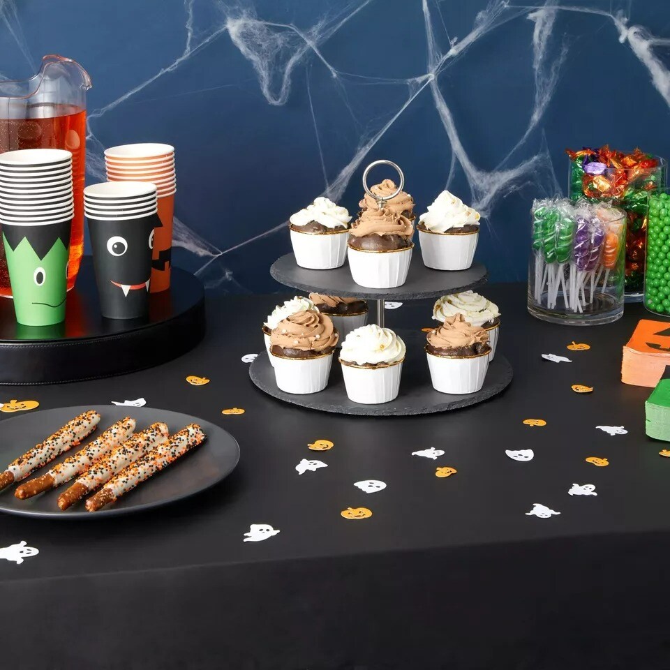 3x Tablecloth Black Plastic Table Cover Disposable for Halloween Party 54x108 In