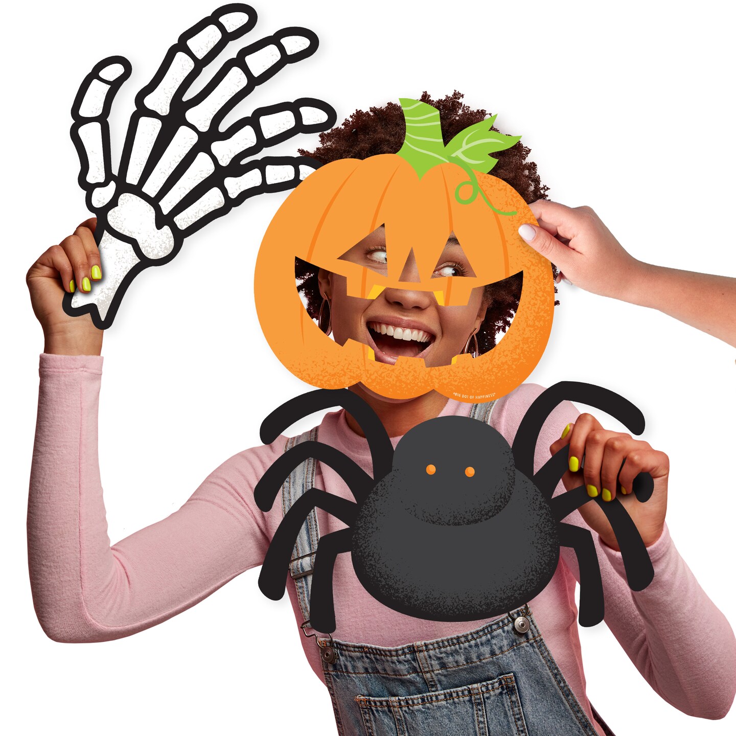 Big Dot of Happiness Jack-O&#x27;-Lantern Halloween - Pumpkin, Spider and Skeleton Decorations - Kids Halloween Party Large Photo Props - 3 Pc