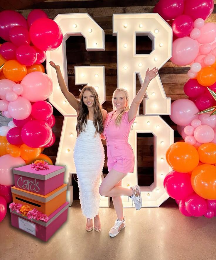 139Pcs Pink and Orange Balloons Garland Arch Kit (	Pink Orange Gold) 13.78 x 9.78 x 0.59 inches