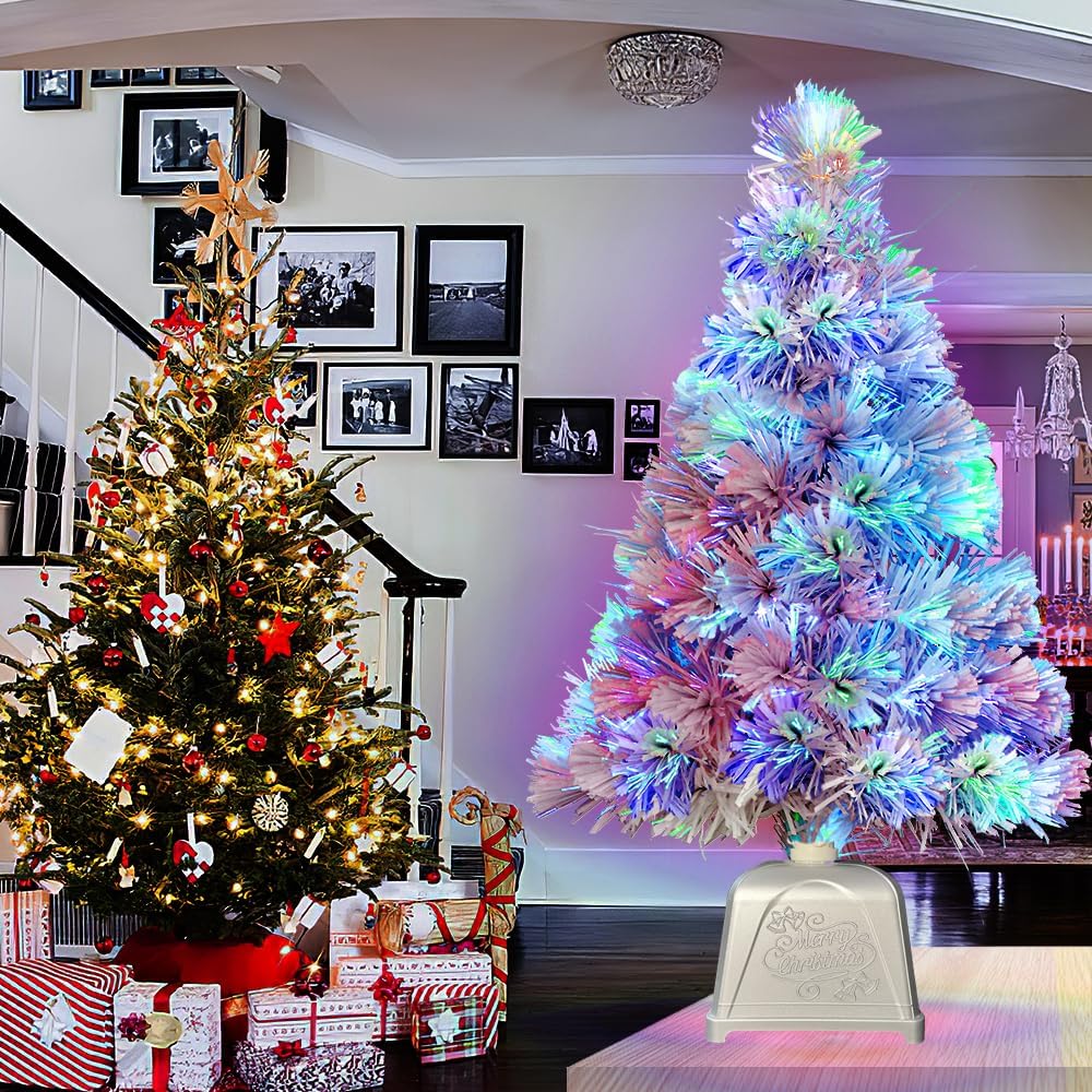 Pre Lit Mini Christmas Tree with Silver Base - 24 Inch (White)