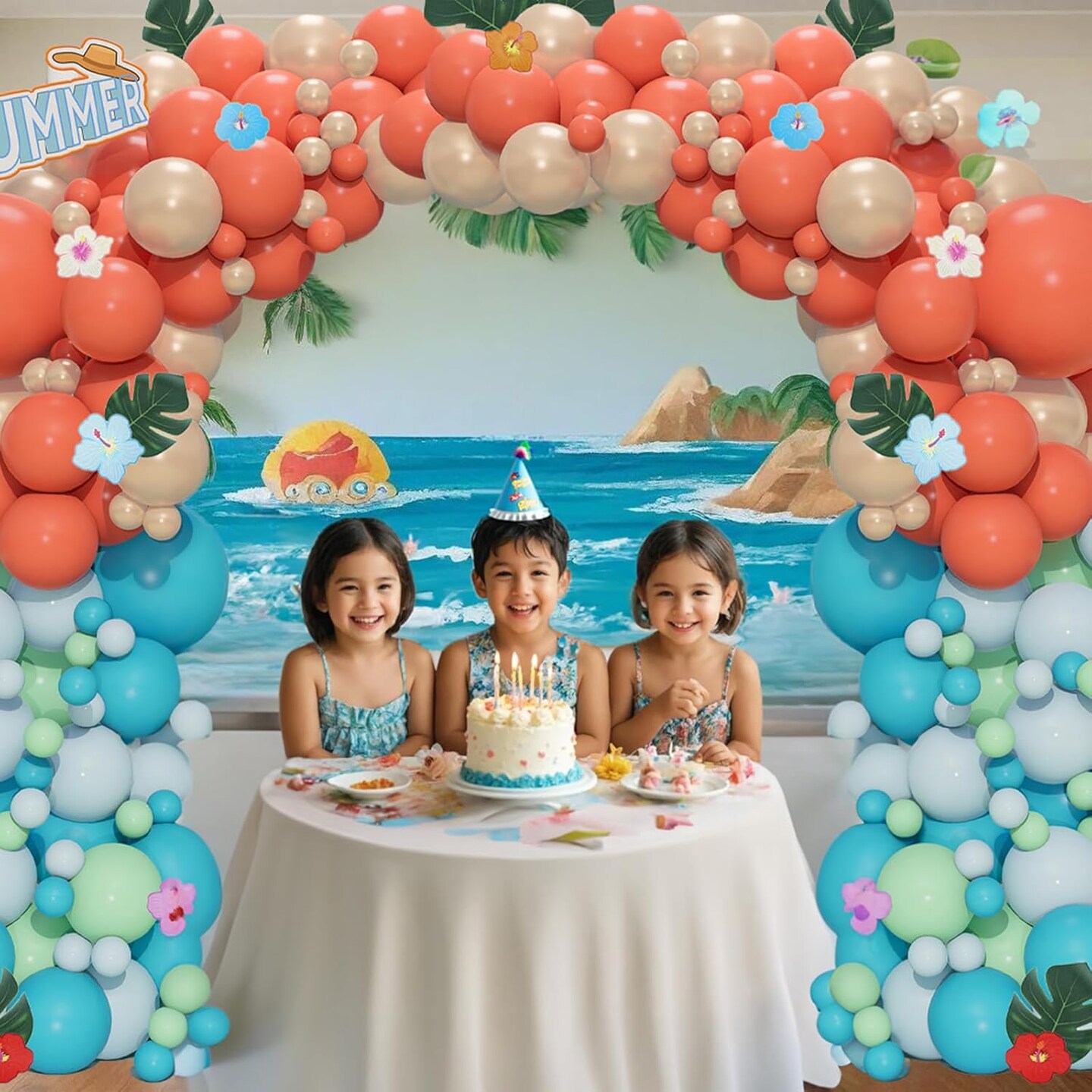 Moana Birthday Decorations (Coral Aqua Blue) 7.5 x 6.1 x 2 inches