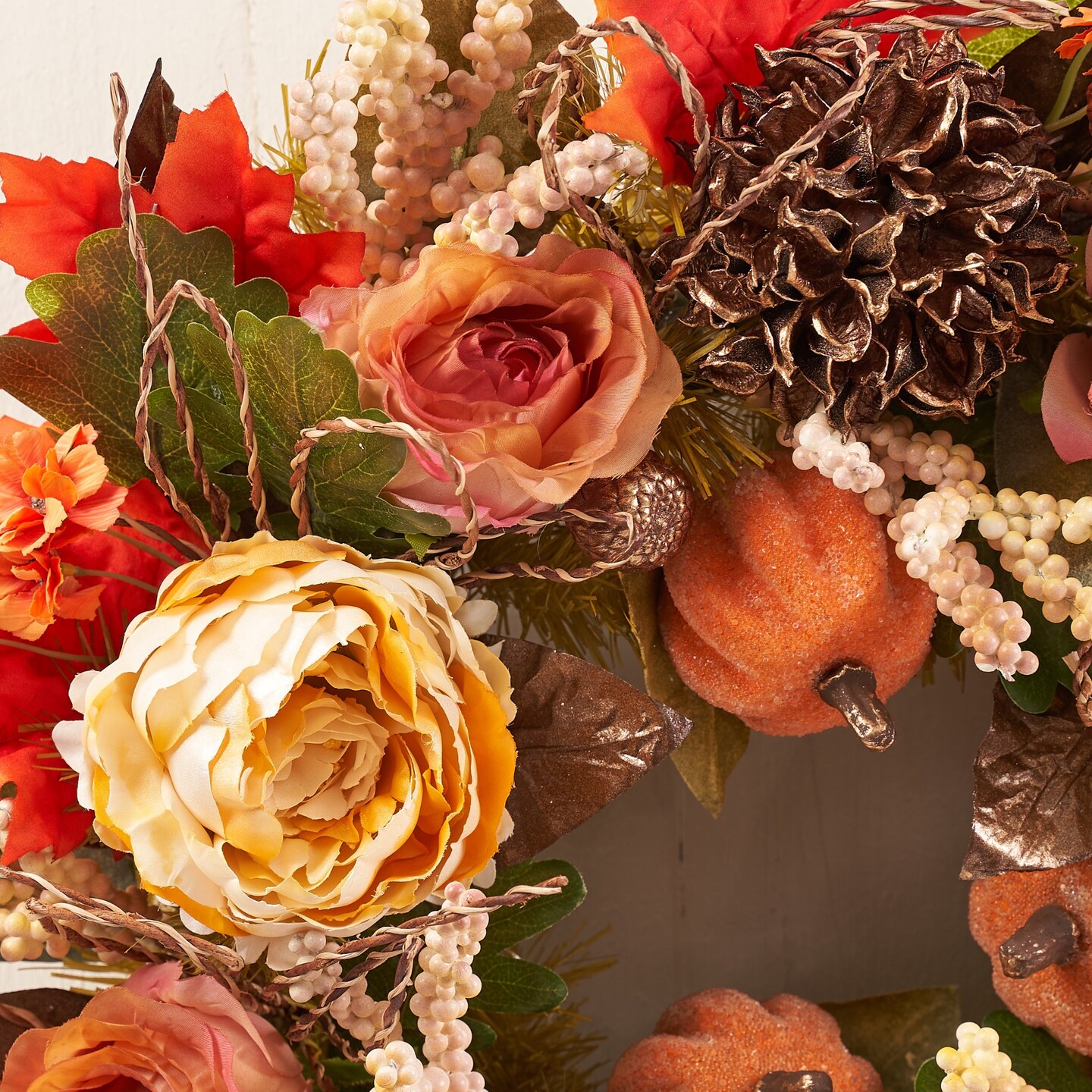 Handmade 22'' Fall Harvest Mixed Wreath for Thanksgiving, Front Door, Mantel, Wall - - Final sale / Non-returnable and Non-refundable