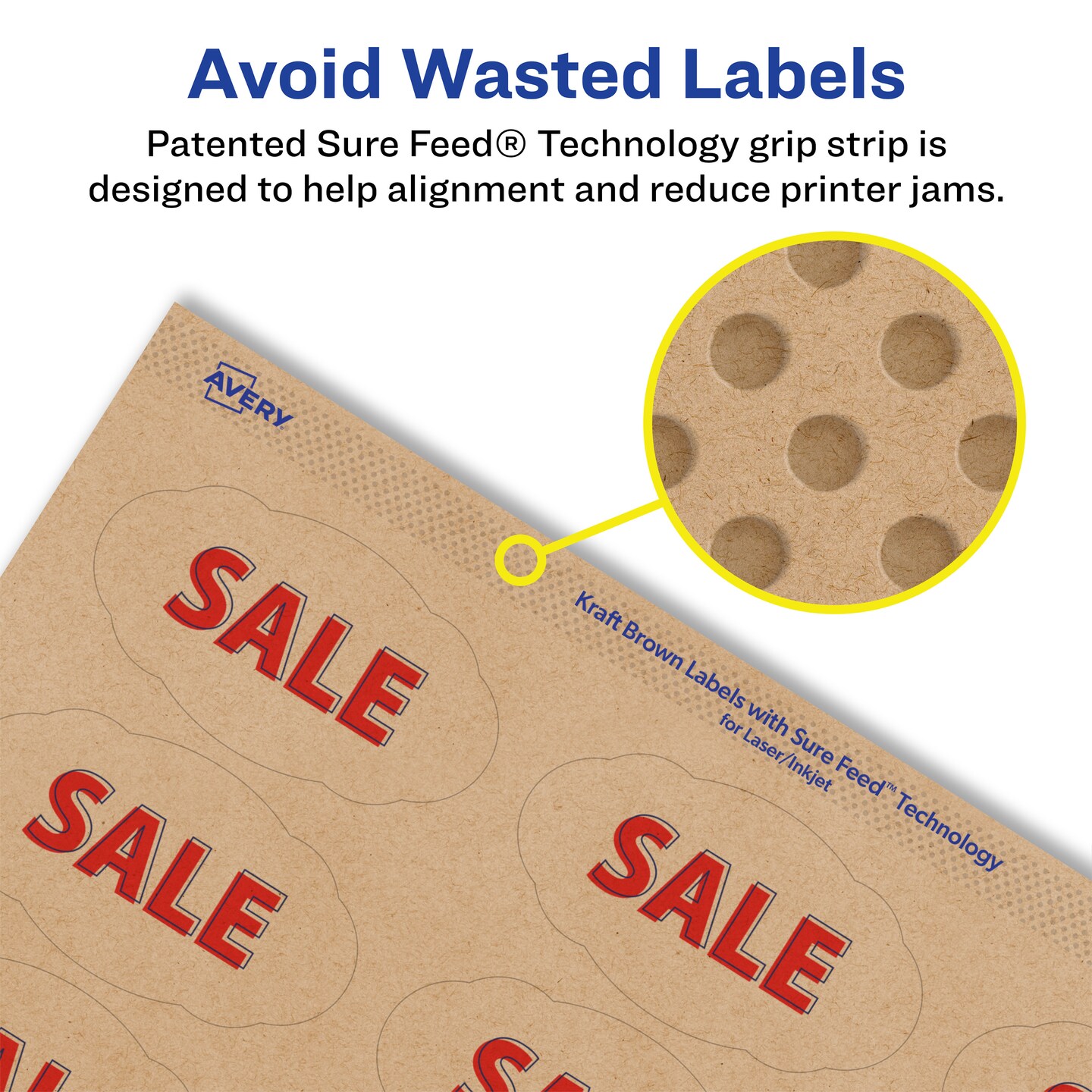 Avery Kraft Brown Oval Scalloped Labels with Sure Feed, 1-1/8&#x22; x 2-1/4&#x22;
