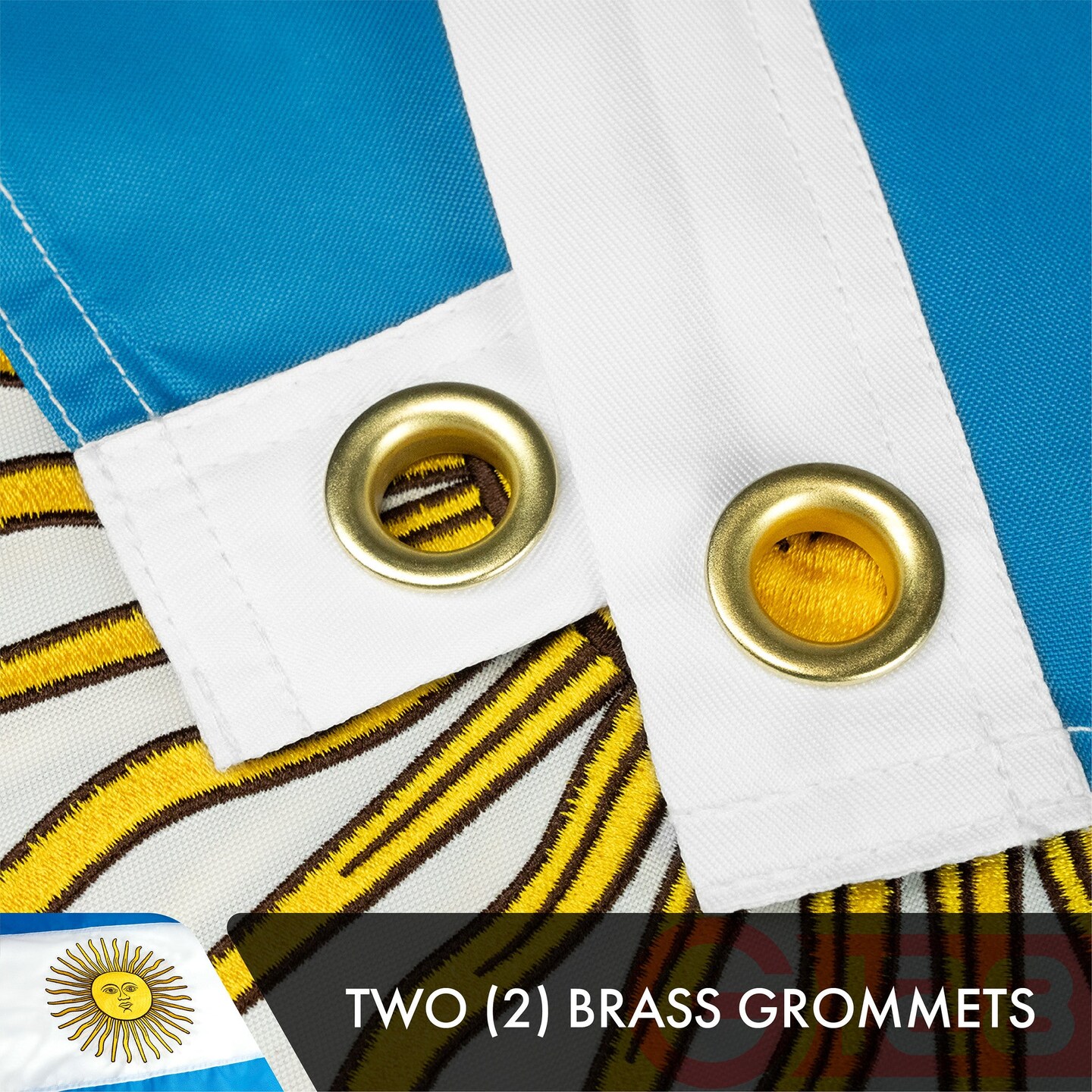 Argentina Argentianian Flag 3x5 Ft 2-Pack Double-sided Embroidered Polyester By G128