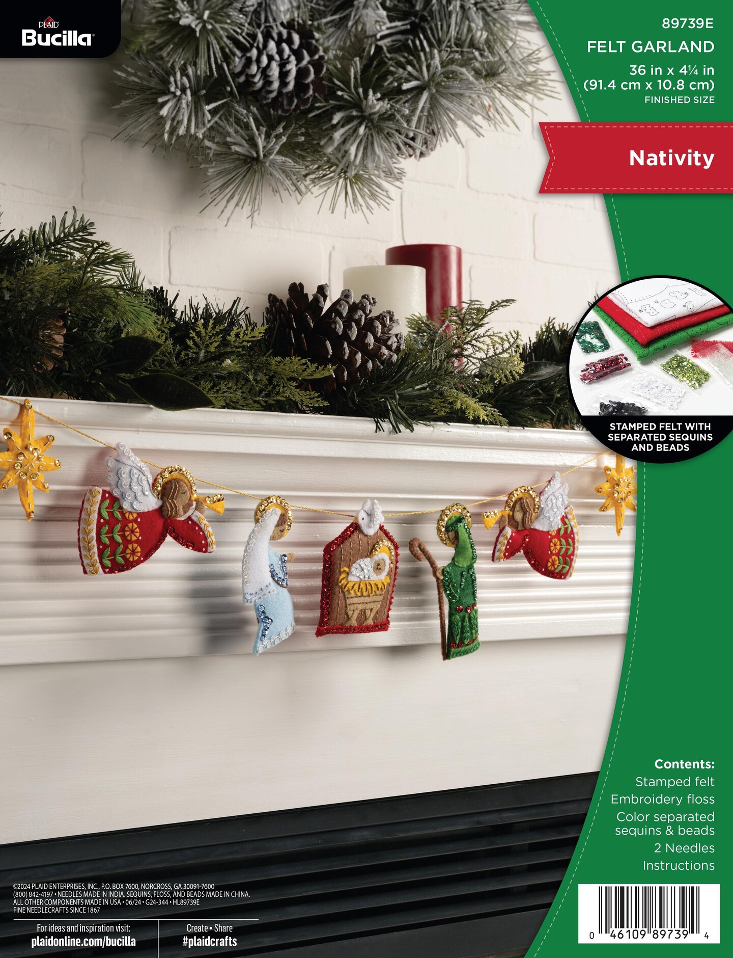 Bucilla Felt Garland Applique Kit 36&#x22; Long-Nativity Scene