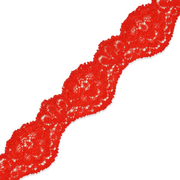 5 Yards of Tifa 1 3/16" Scalloped Stretch Raschel Lace Trim | 5 yard cut