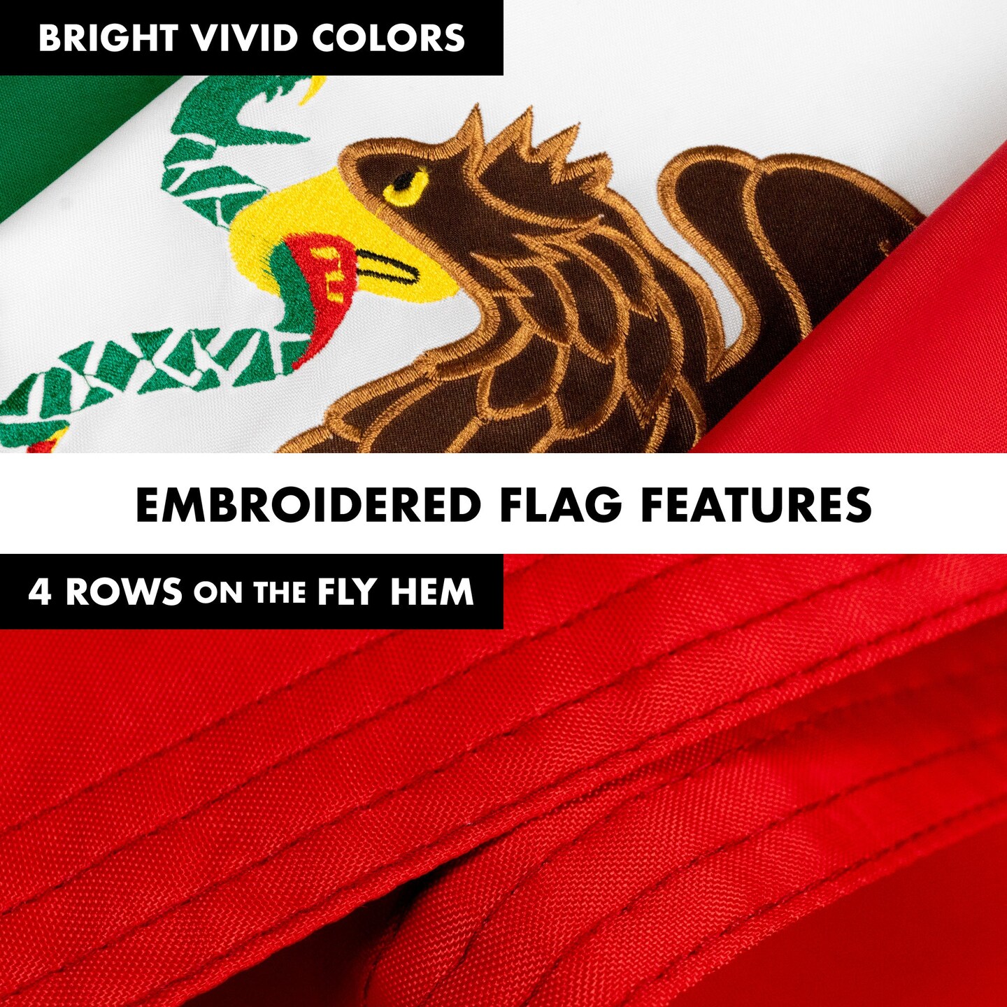 G128 - 5 Feet Tangle Free Spinning Flagpole (Black) Mexico Flag Double Sided Brass Grommets Embroidered 2x3 ft (Flag Included) Aluminum Flag Pole