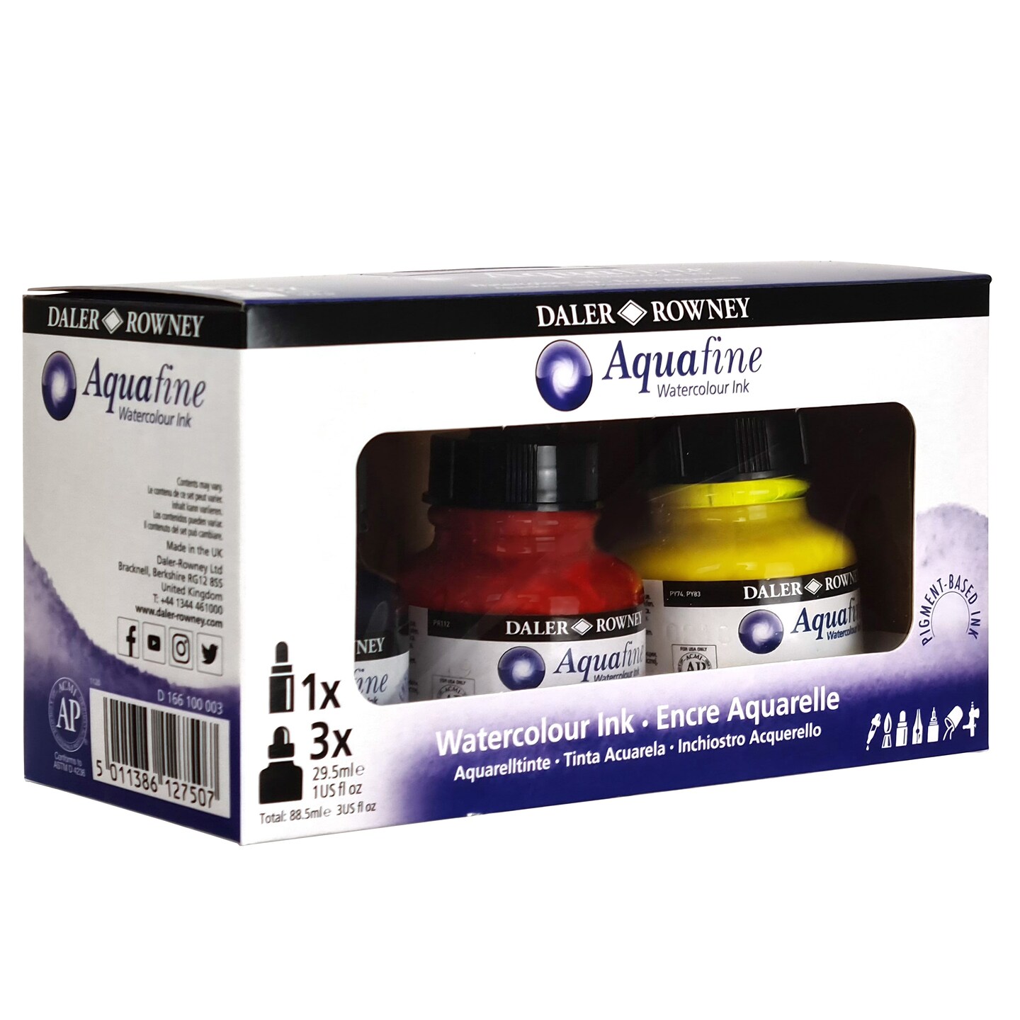 Daler-Rowney FW Acrylic Ink Starter Set 3/Pkg-Assorted Colors