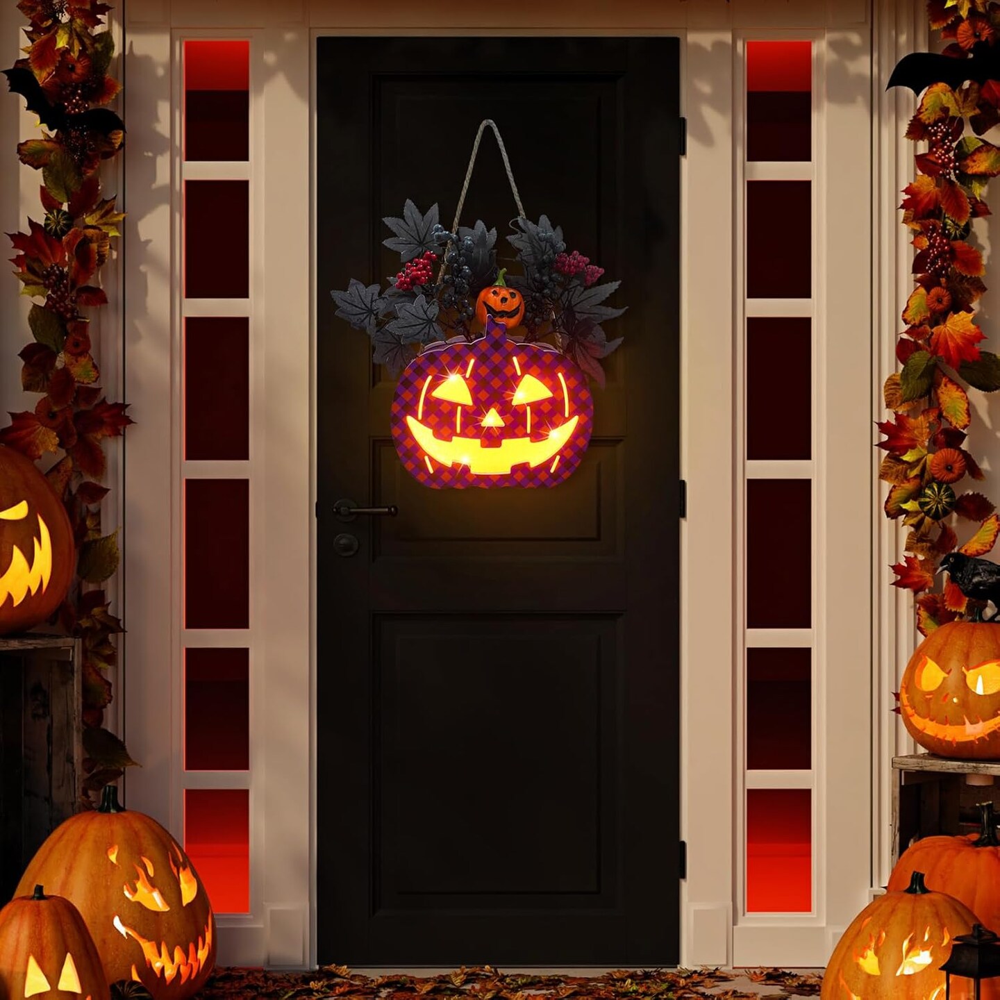 Lighted Halloween Pumpkin Sign