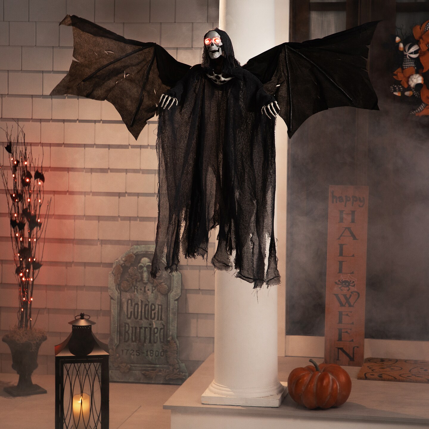 Northlight LED Lighted Animated Winged Grim Reaper Halloween Decoration - 50&#x22;