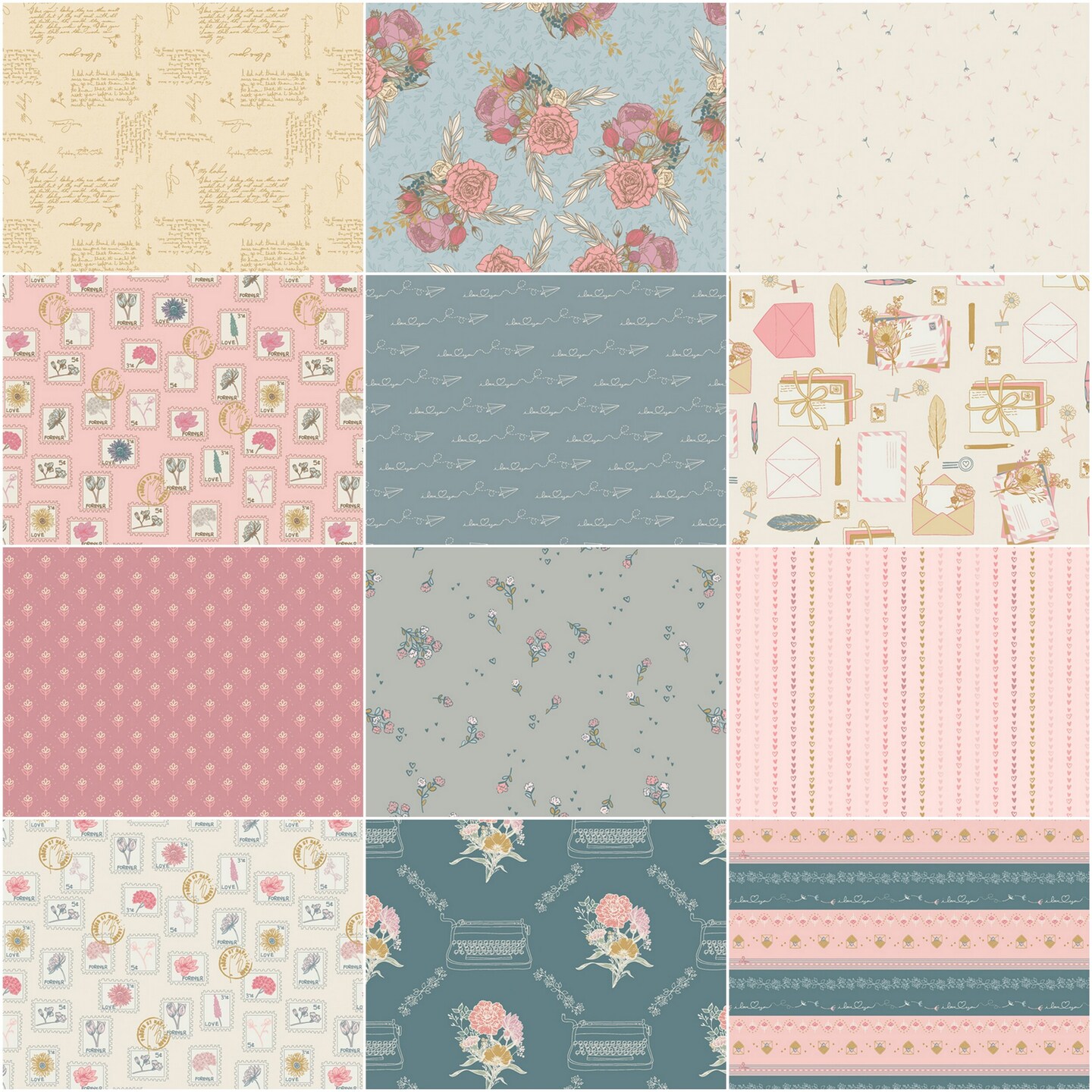 Love Letters 10&#x22; Square Pack (Layer Cake) by  for Art Gallery (10WLOL)