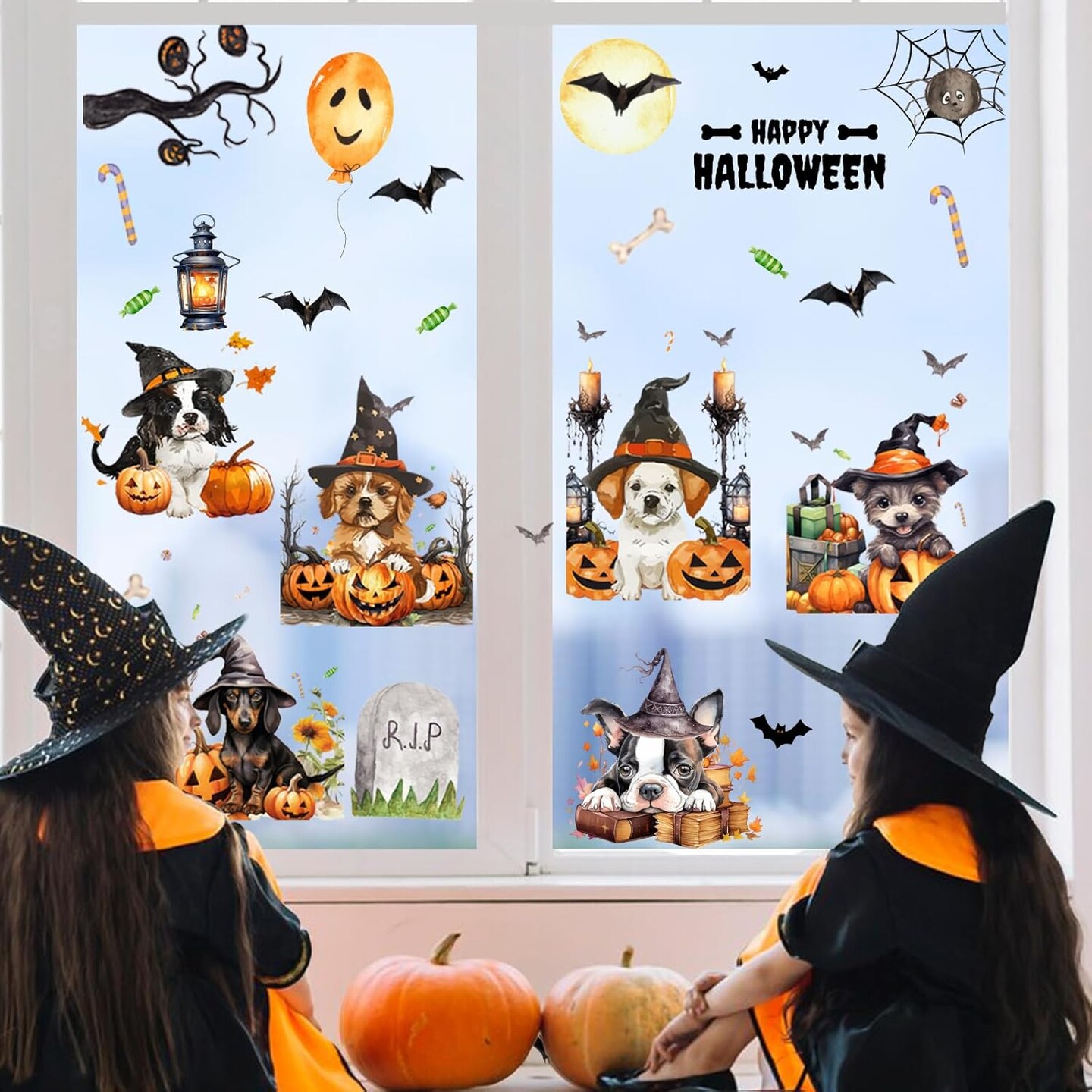 6pcs Halloween Pet Dog Window Clings