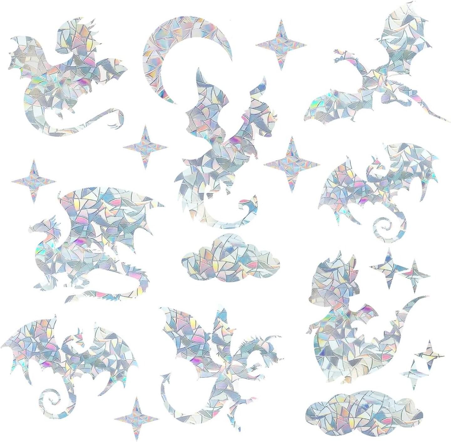 31 Pieces Fly Dragon Sun Catcher Window Clings