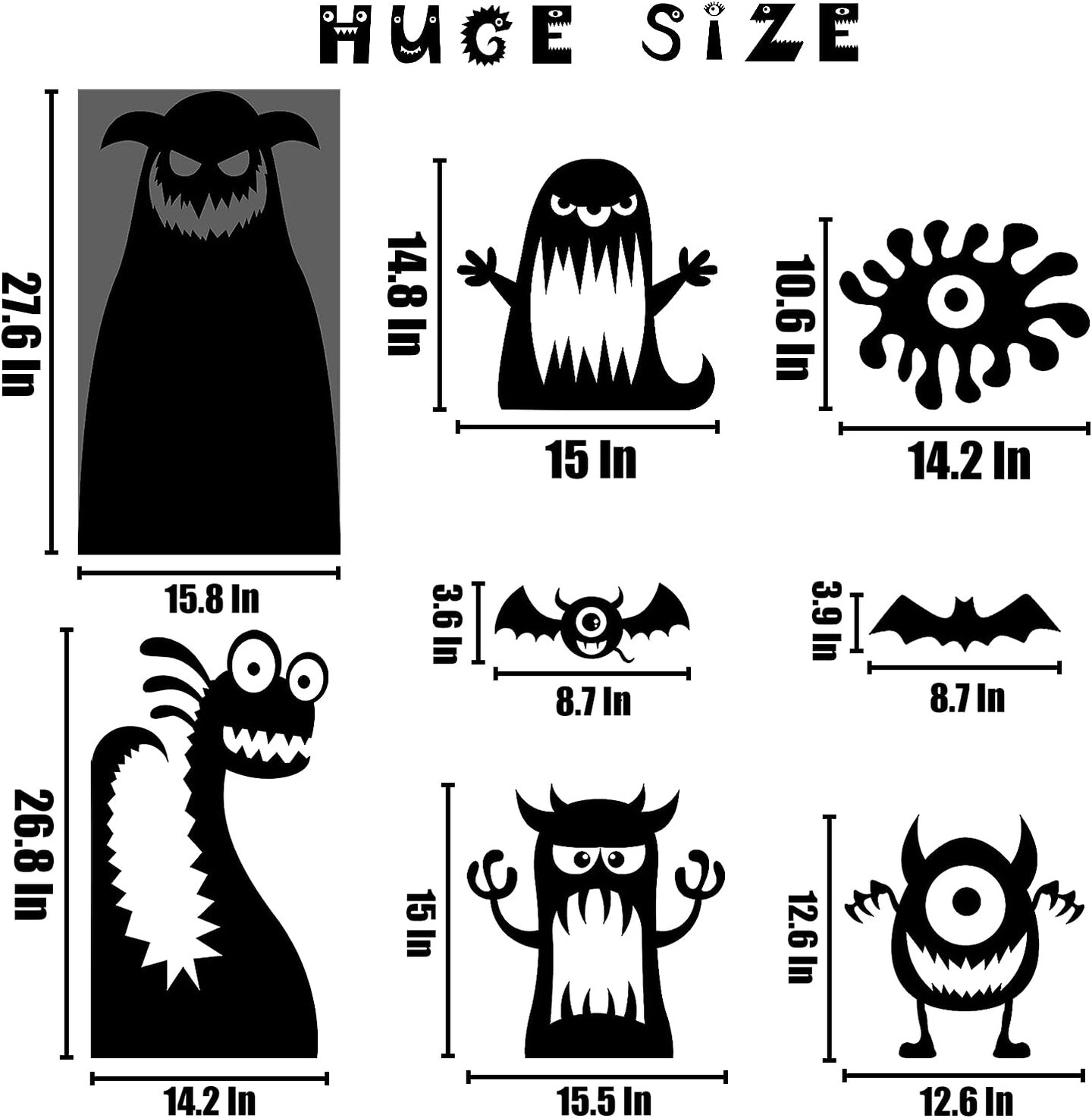 11 Pieces Halloween Giant Monster Window Clings