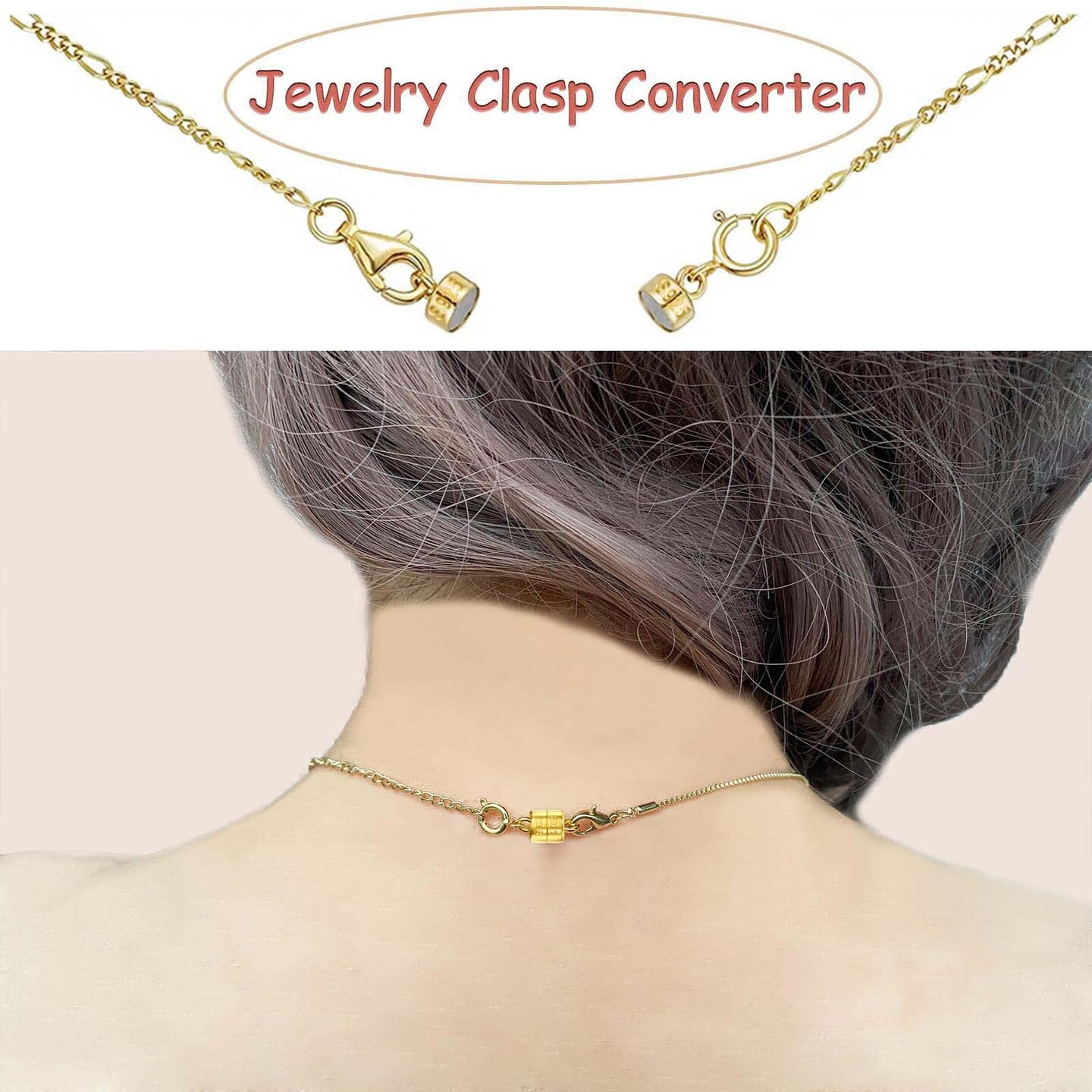 925 Sterling Silver Magnetic Necklace Clasps and Closures,Gold and Silver Magnetic Clasp Converter for Jewelry Making Supplies,Chain Extender Connector for Small Necklace Bracelet