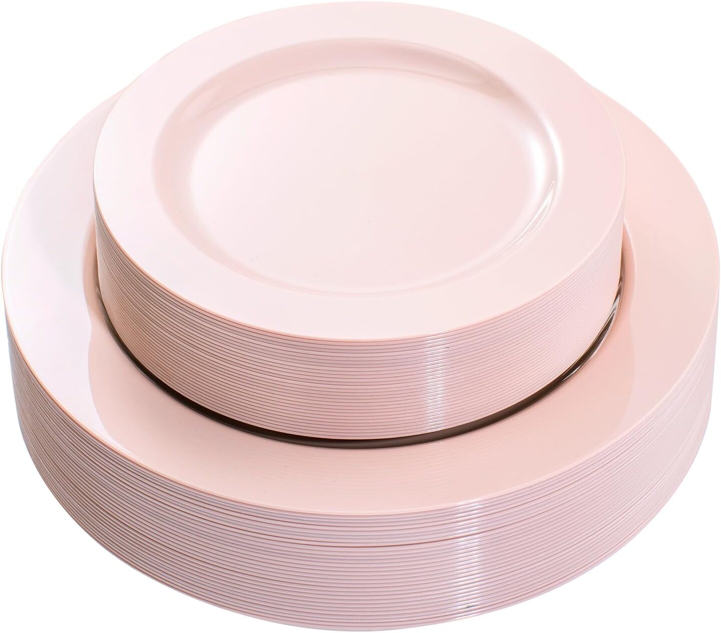 60PCS Pink Plastic Plates - Heavy Duty Pink Plates Disposable for Party(Pink)30PCS 10.25inch &#x26; 30PCS 7.5inch