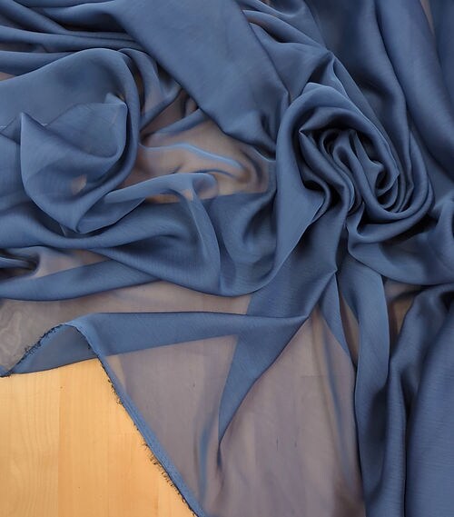 1 Yard Steel Stone Blue Two-Tone Chiffon Fabric 58/59" Wide Lightweight Sheer Polyester with Elegant Drape