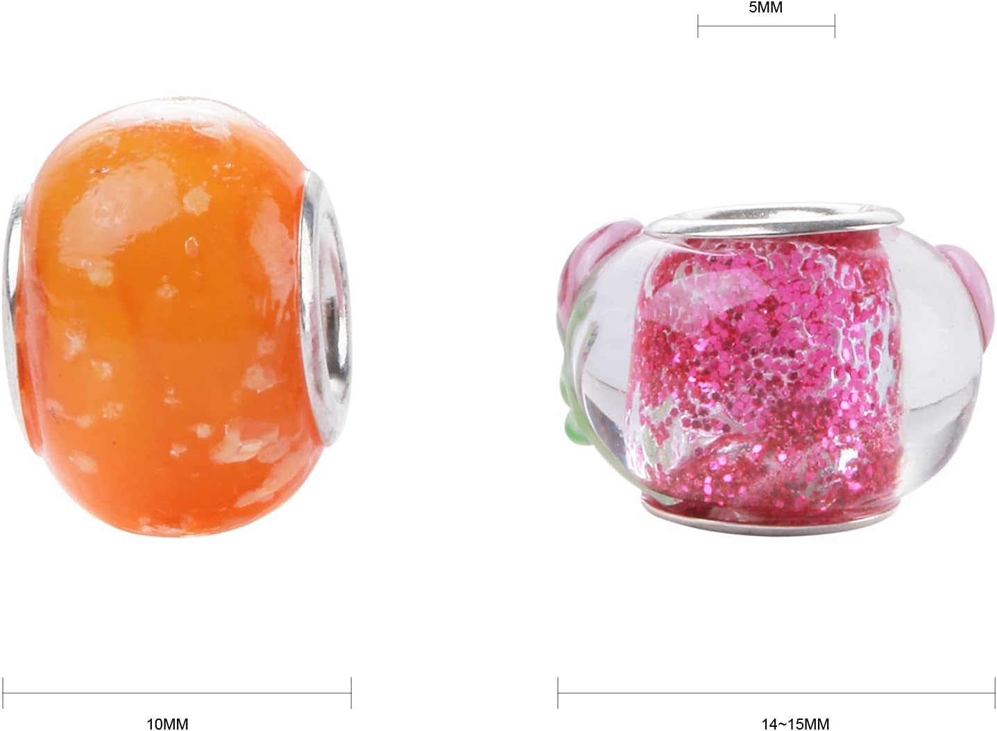 Murano Glass Beads Large Hole Glass Beads European (50 Pcs Mixed)